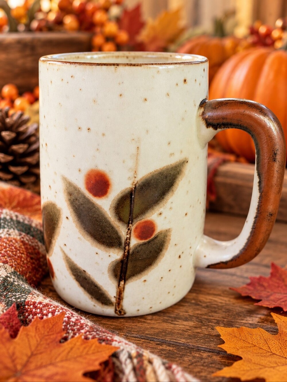 Large Fall Pottery Mug